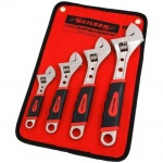 4 Piece Heavy Duty Soft Grip Adjustable Spanner Wrench Spanners 6'' 8'' 10'' 12''