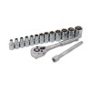 15pc 1/4'' Drive Socket With Ratchet & Extension Bar - Sizes 4mm To 14mm