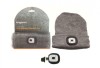 Beanie Hat Built-in LED Headlight Head Light 3 Mode - USB RECHARGEABLE Grey