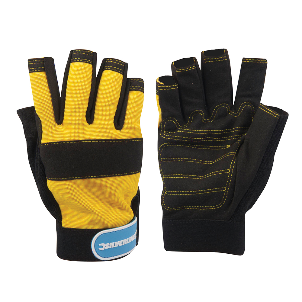 Finger-less Mechanics Gloves Hand Protection Safety Work Wear Size M