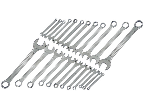 24pce Af And Metric Combination Spanner Set - Drop Forged In Tool Roll