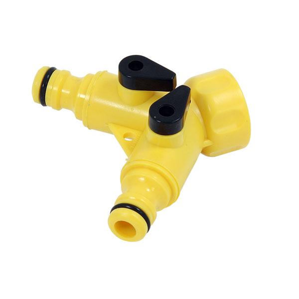 Hose joiner 2 way splitter twin quick fit 3/4'' female tap Connector Adaptor