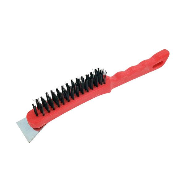 4 Row Wire Brush With Scraper Cleaning Removing Rust Bristles Diy