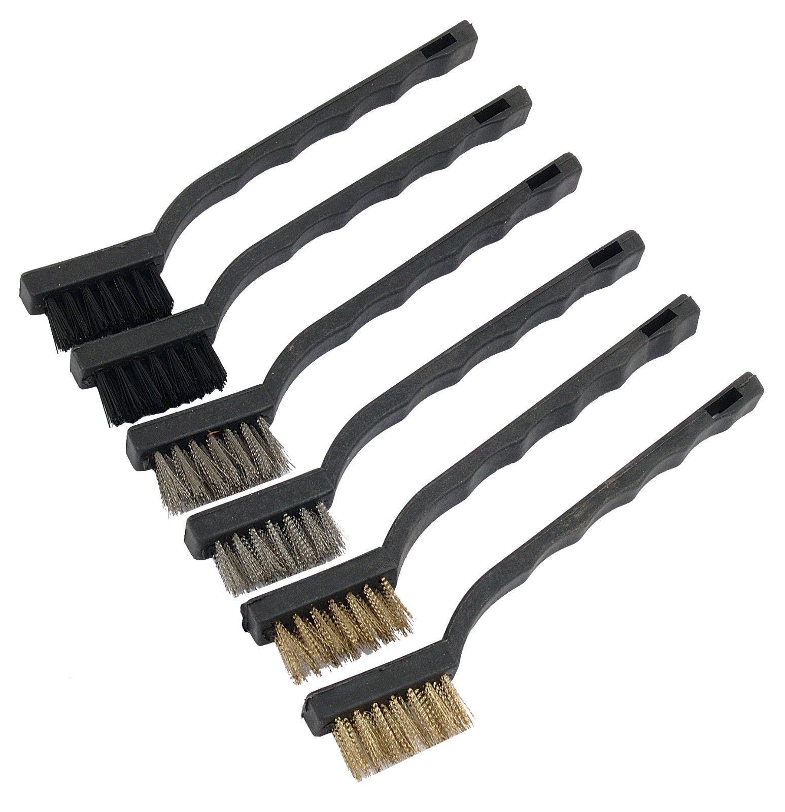 6 Piece Wire Brush Wire Brushes Brass Brush Nylon Brush Steel Brush 7''