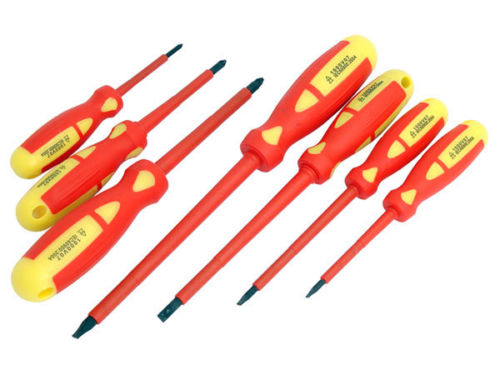 Vde Screwdriver Set 7pc Insulated Flat Pozi Drive Tested To 1000 Volt