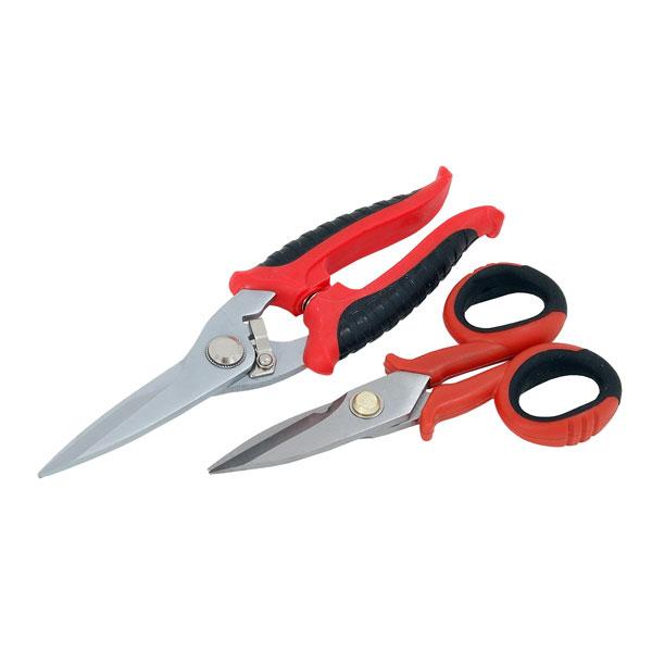2 Piece Pro Electrician Scissors Cable Wire Cutters Sheet Metal Shears Tape Ties