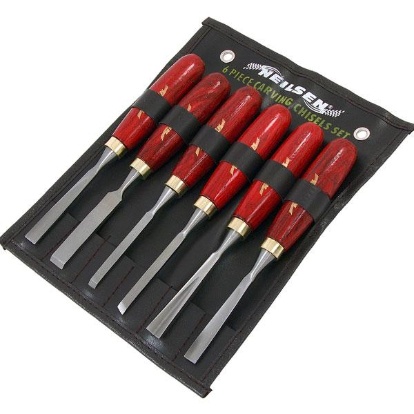 6 Piece Wood Carving Chisel Set with Holder - Wood gouge & Parting Tools