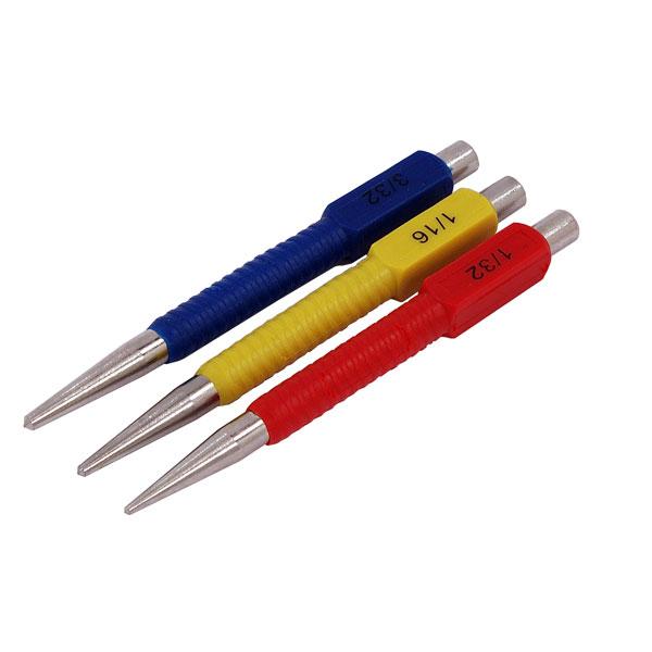 Steel Centre Punch Set Colour Coded Scribe Mark Dot Marking Metal