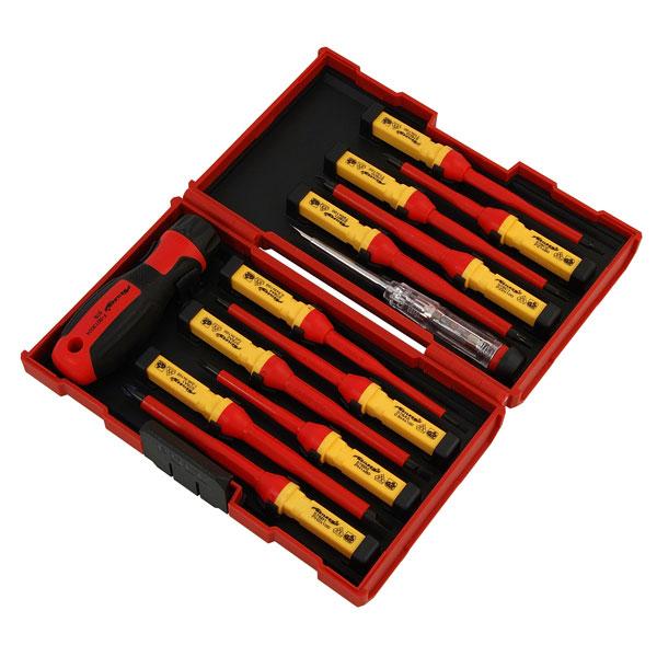 Insulated Electricians Screwdriver Set VDE Interchangeable Robust Case Security