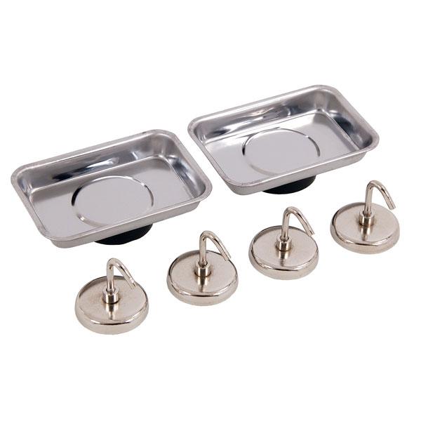 6pc Magnetic Parts Tray And Hook Set