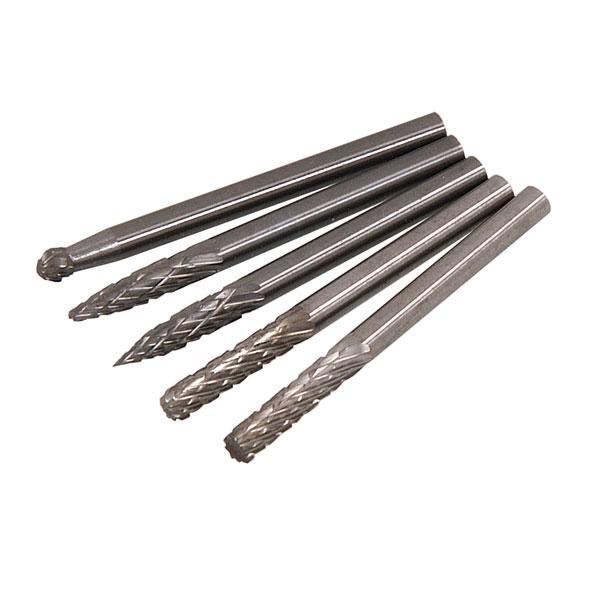 5PC Micro 3mm Carbide Rotary Tool Drill Burrs With Ball, Cylinder & Cone