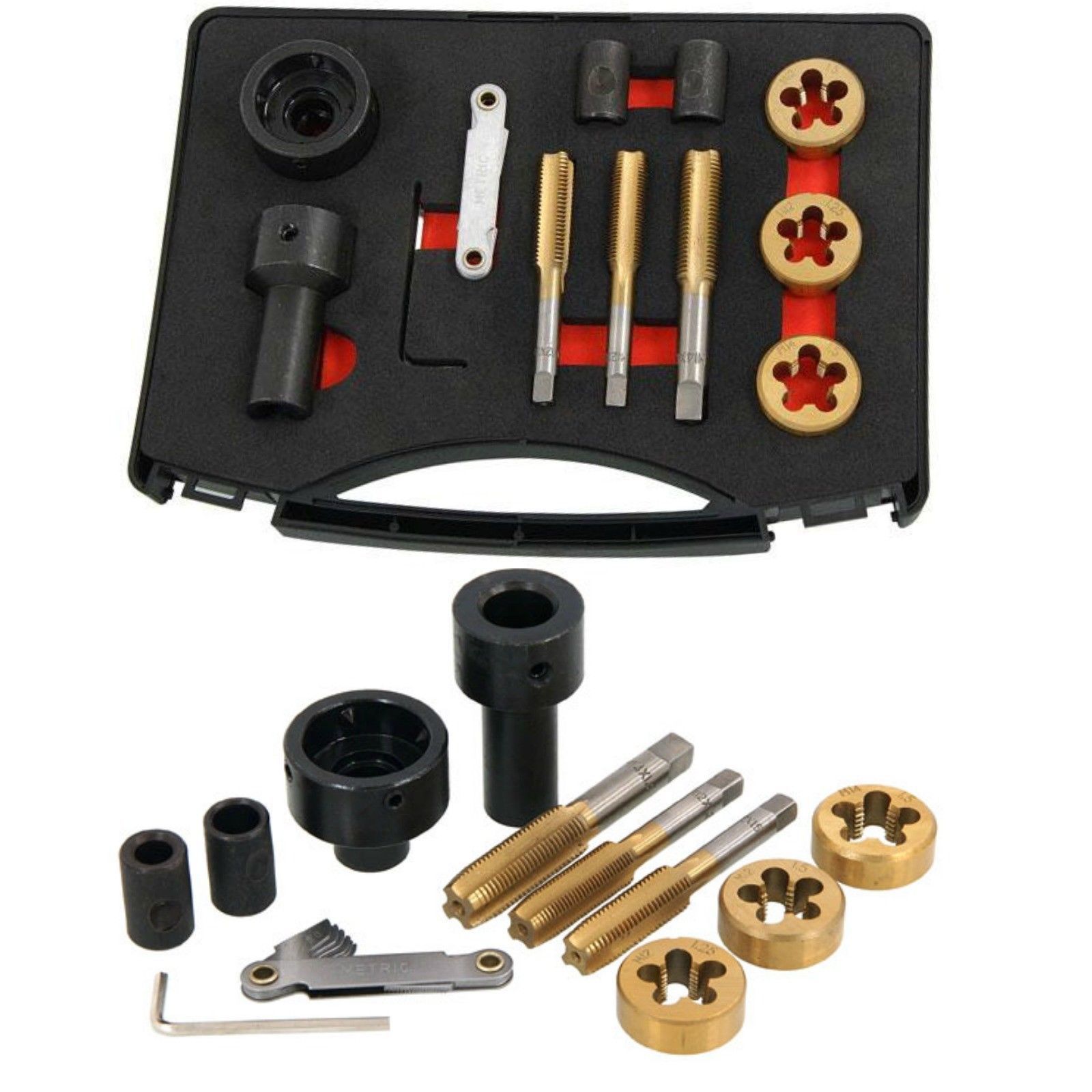12pcs Tap & Die Set For Wheel Studs & Nuts Rethreads Cleans Restore Re-cuts