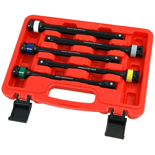 1/2'' Inch Drive 8 Inch Long Color-Coded Torque Limiting Socket Extension Bar set