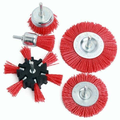 5pc Nylon Wheel End & Cup Brush Set 6 Mm Shank For Rotary Tools And Drills