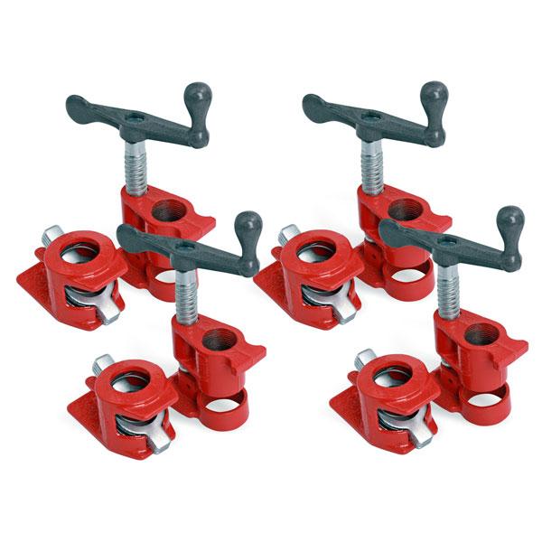Set of 4 3/4'' Wood Gluing Pipe Clamps Heavy Duty Woodworking Cast Iron