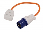 16a Plug - 13a Socket Fly Lead Converter 250mm Cable Camping Electrical U7