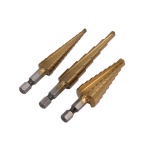 3pc Imperial Tin Coated HSS Step Cone Drill - Hole Cutter 1/4'' Hex Shank
