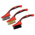 3PC Soft Grip Sharp Head Wire Brushes Nylon, Brass And Steel Brushes
